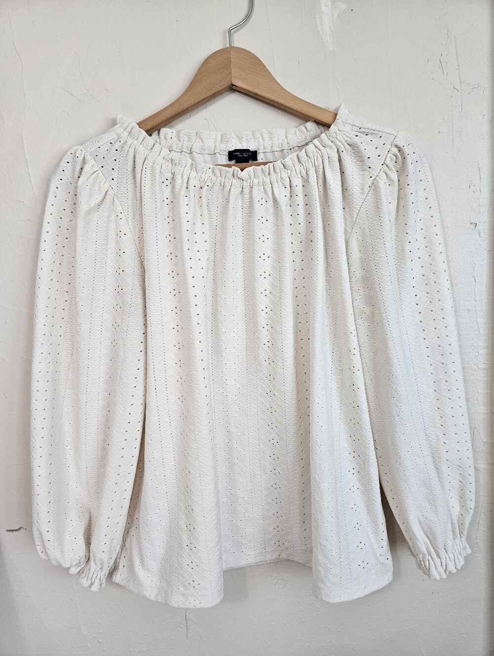 Ann Taylor Factory White Eyelet Peasant Top Size Med⁸